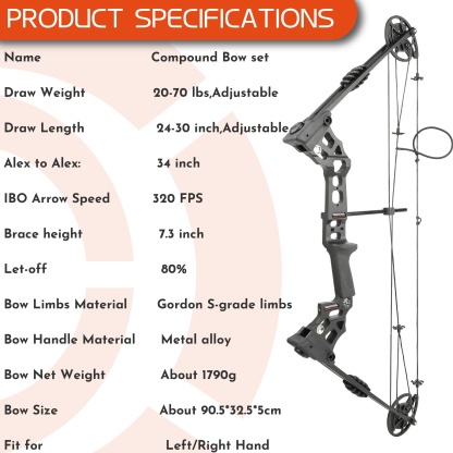 20-70lbs Compound Bow Set LH RH Shooting Target Archery