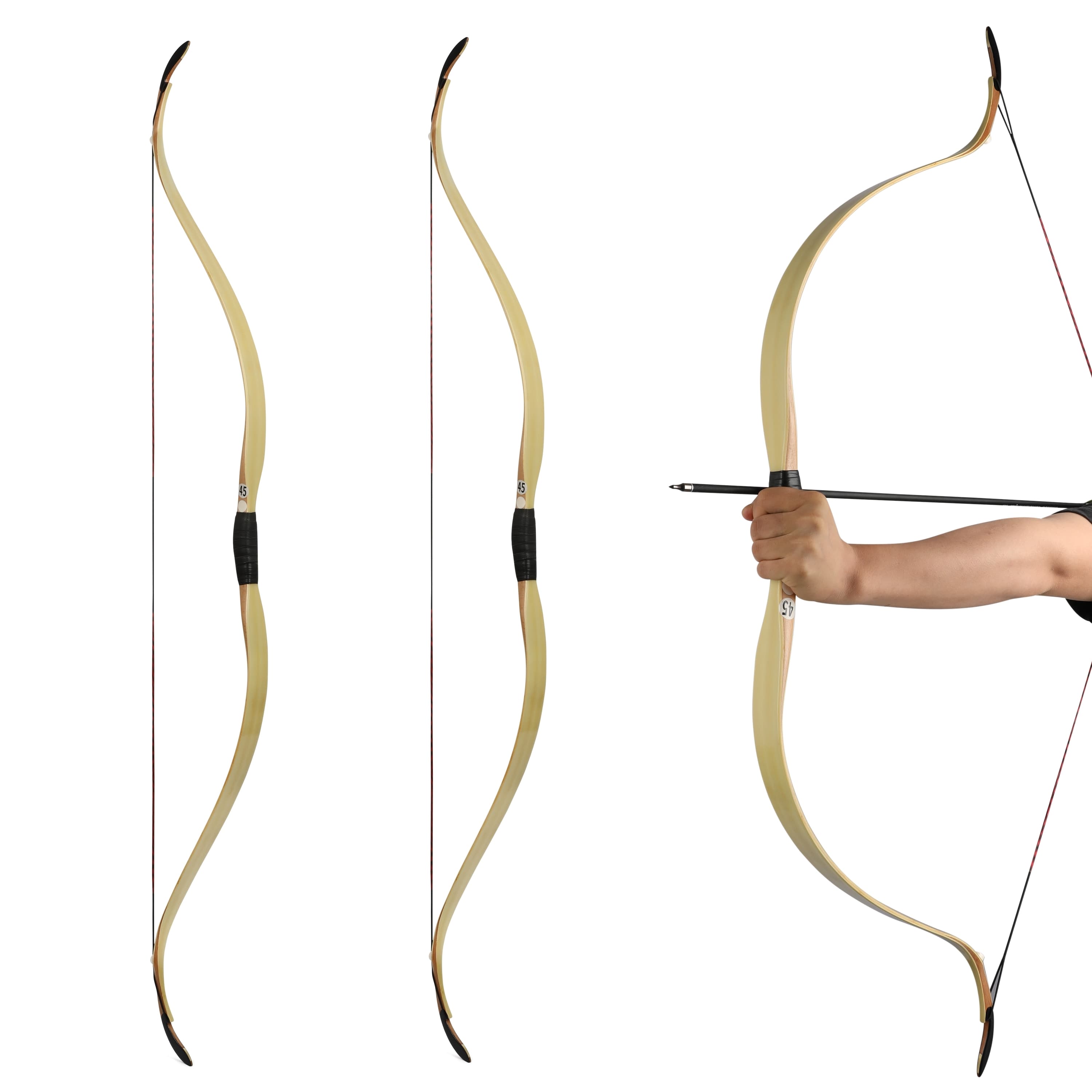 Traditional Bow 20-45lbs Recurve Longbow Archery Hunting