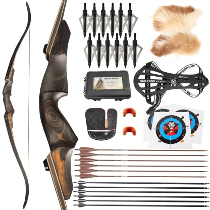 60" Takedown Recurve Bow  25-60lbs Archery Wooden Riser American Hunting