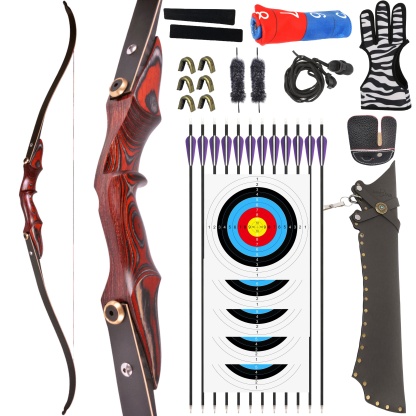 58" Traditional ILF Recurve Bow 20–50 lbs Wooden Takedown