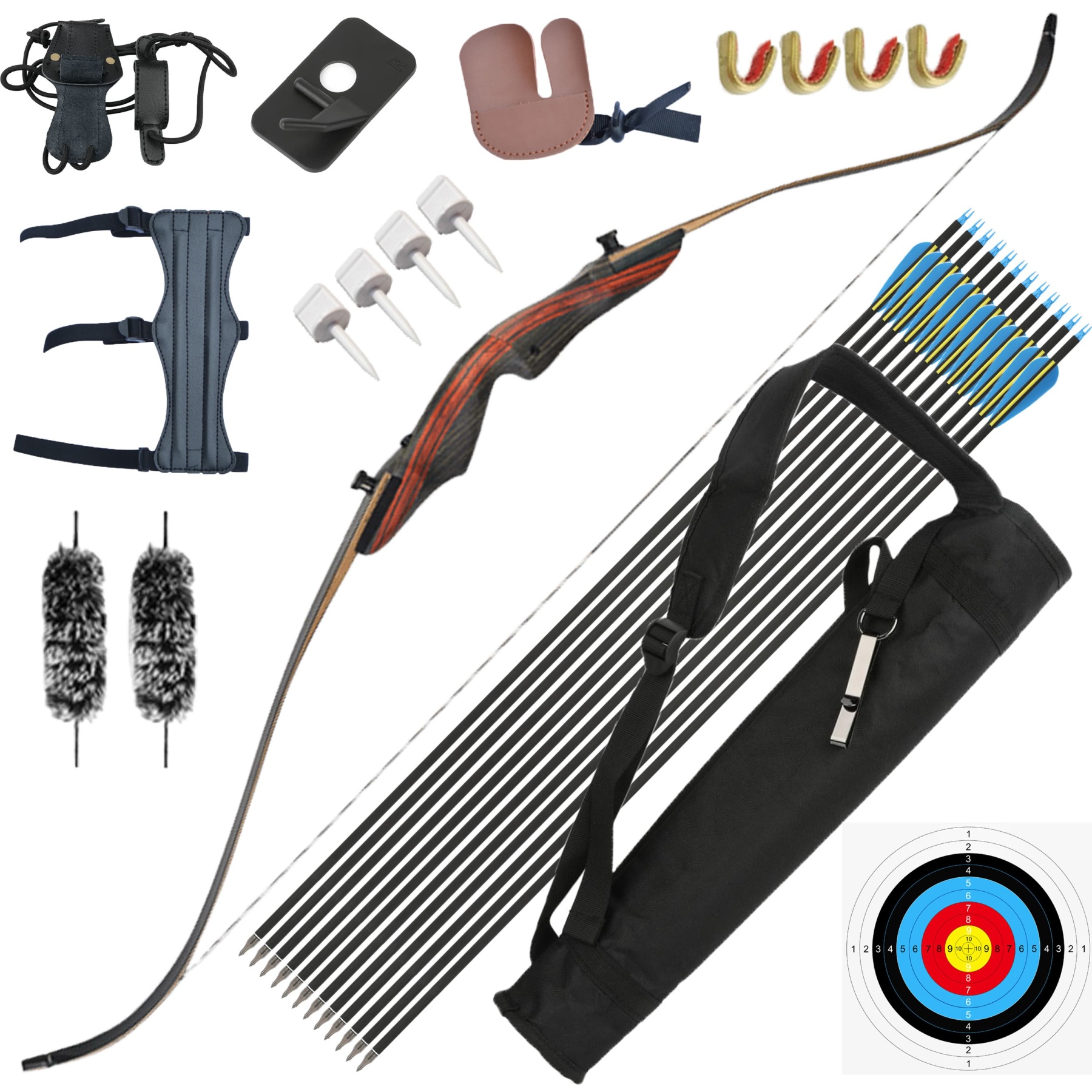 Archery Bow 20-50lbs Recurve Bow and Arrows Set 62inch RH