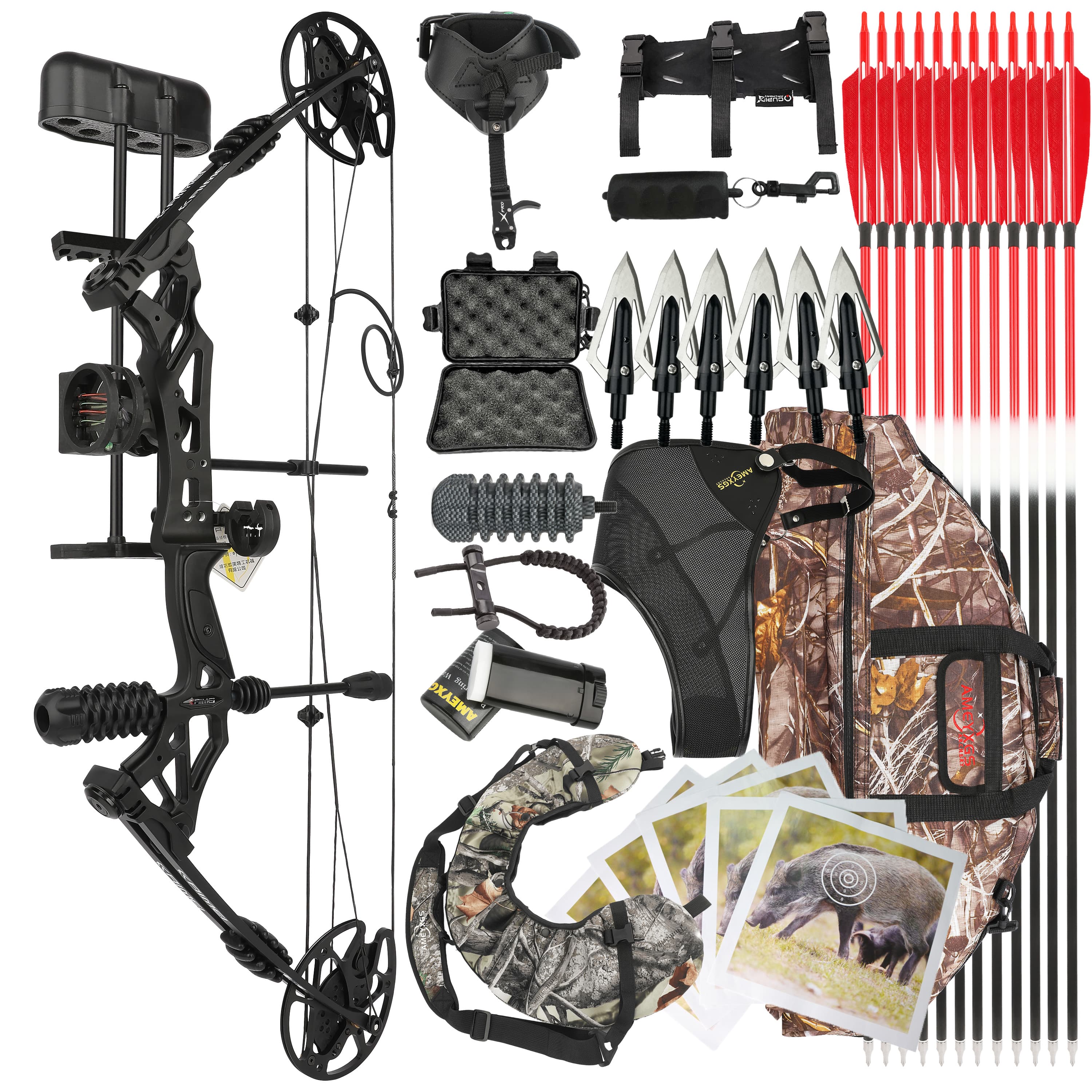 KAIMEI HAN  Hunting Compound Bow Arrows Set 30-70lbs Adjustable 