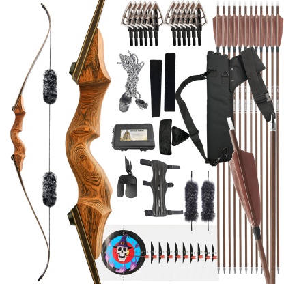 Black Hunter 60'' Archery Recurve Bow Kit Hunting 20-60lbs