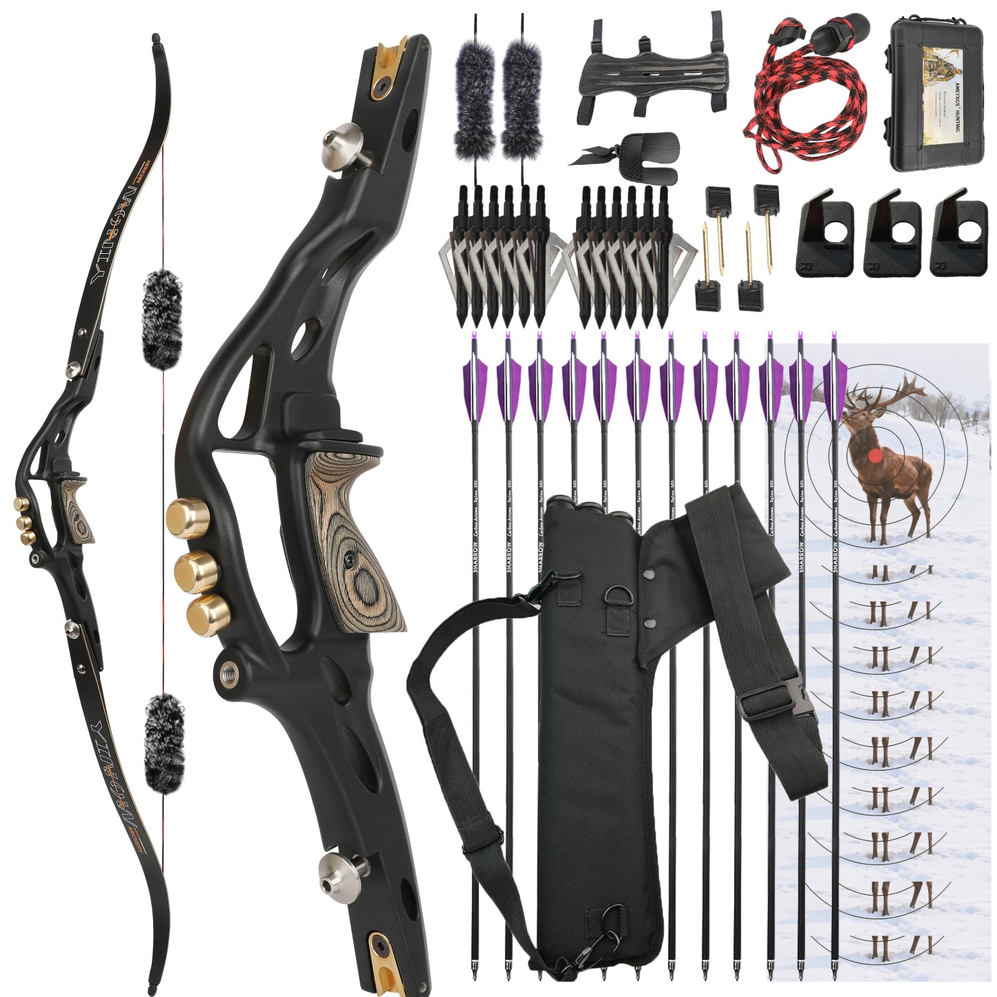 62" ILF Recurve Bow 19" Riser for Archery Hunting 20-50lbs 