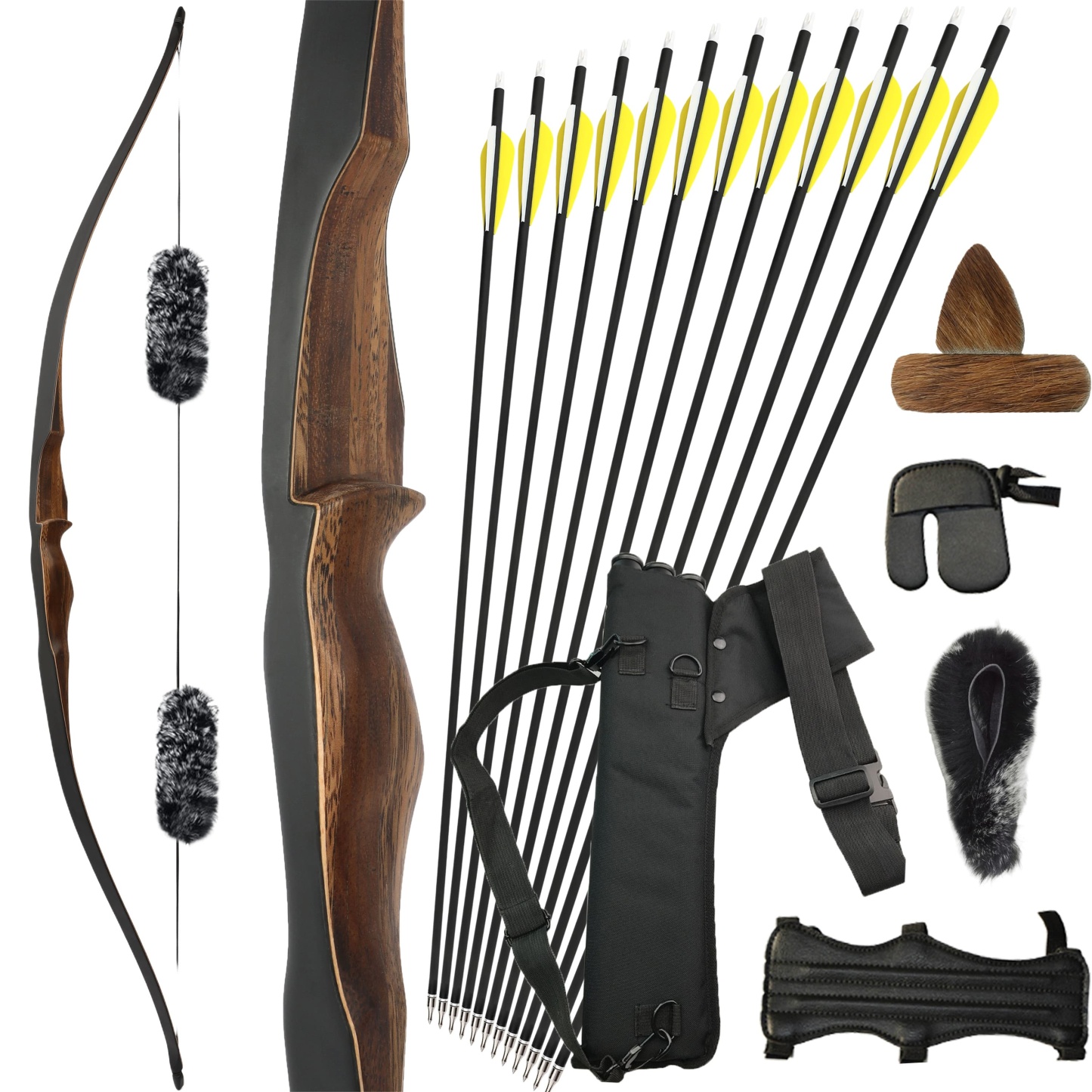 Wooden 54" Traditional Longbow 10-35lbs Archery Hunting Bow