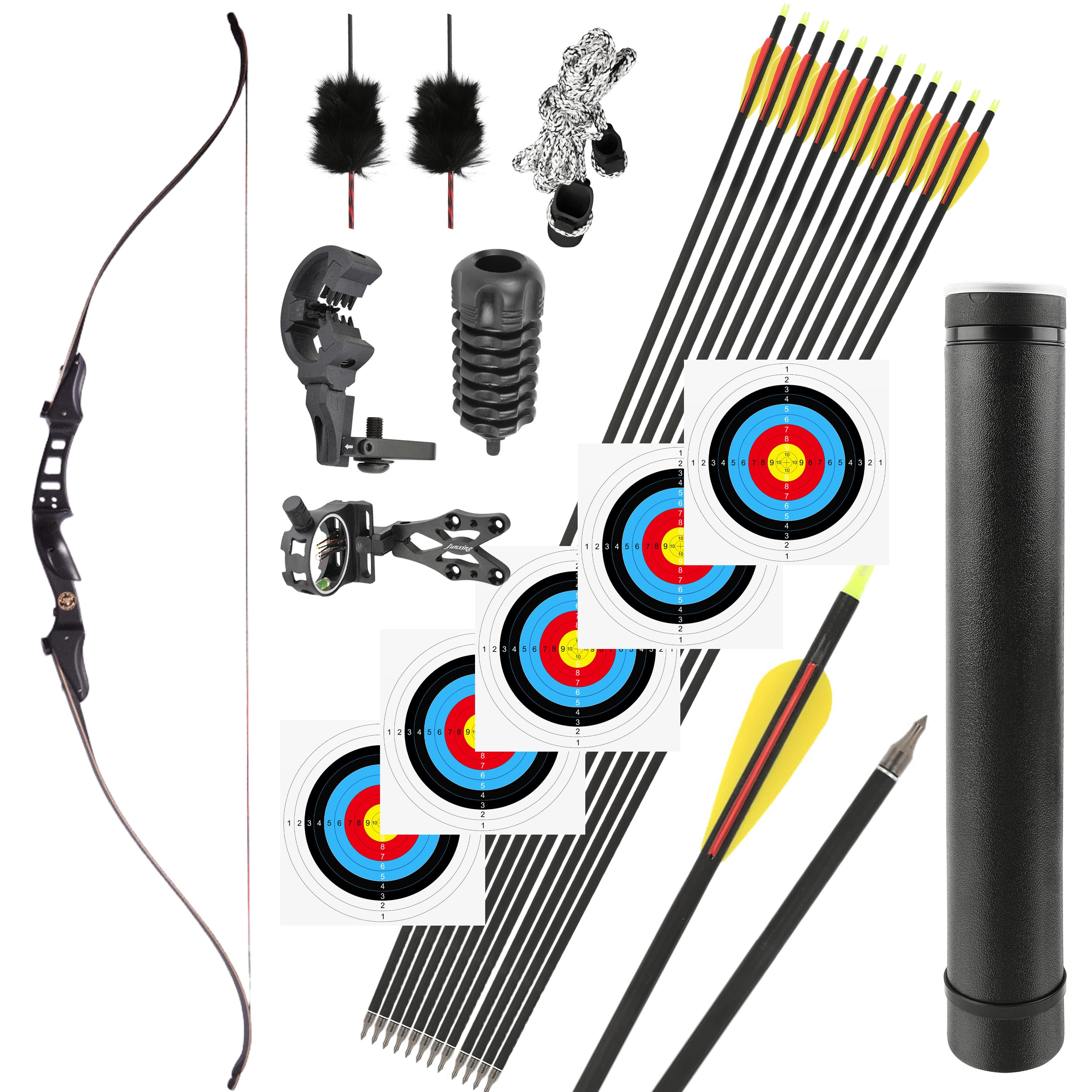 60" Recurve Bow Set Adjustable Draw Weight for Target Practice