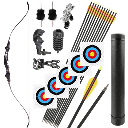 60" Recurve Bow Set Adjustable Draw Weight for Target Practice