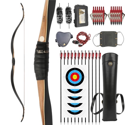 56" Archery Longbow Kit 20–45lbs Laminated Traditional RH/LH