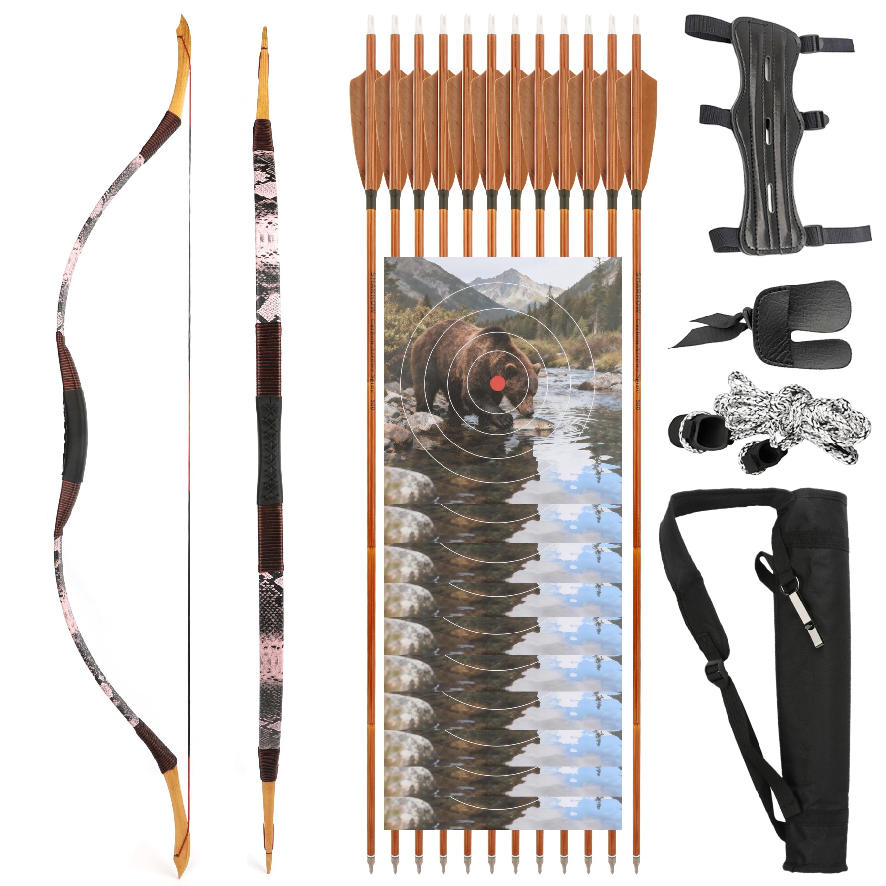 Traditional Recurve Bow Longbow Handmade Horse Bow 12-50lbs