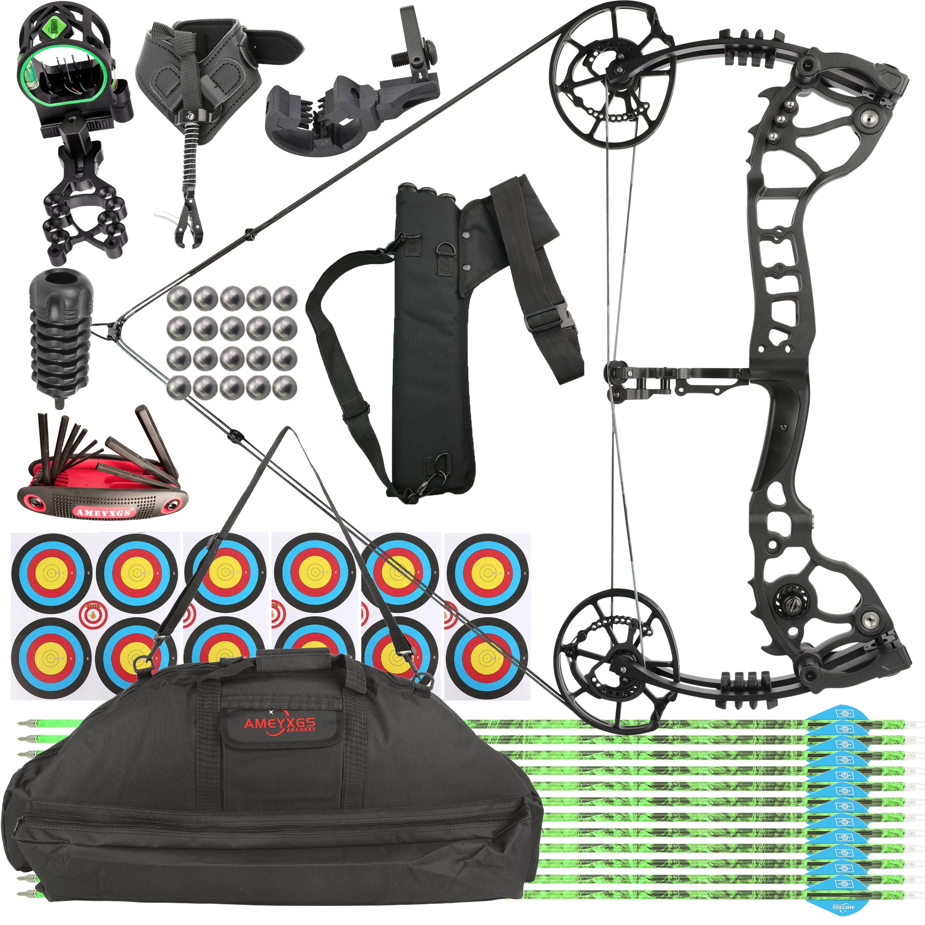 20-70lbs Compound Bow set Shooting Steel Ball Target Archery