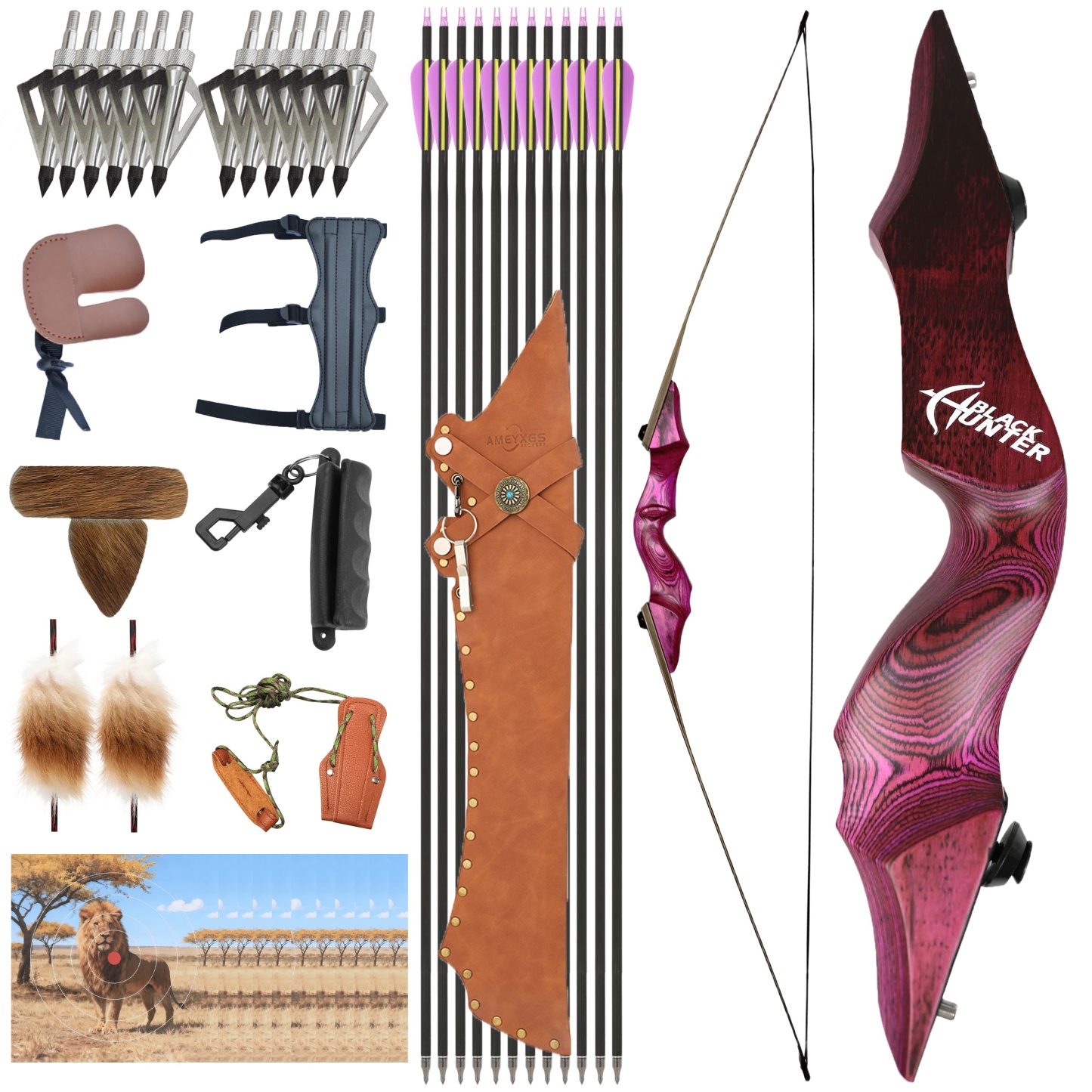 RH 20-60LBS Recurve Bow Arrow Set 60inch Archery