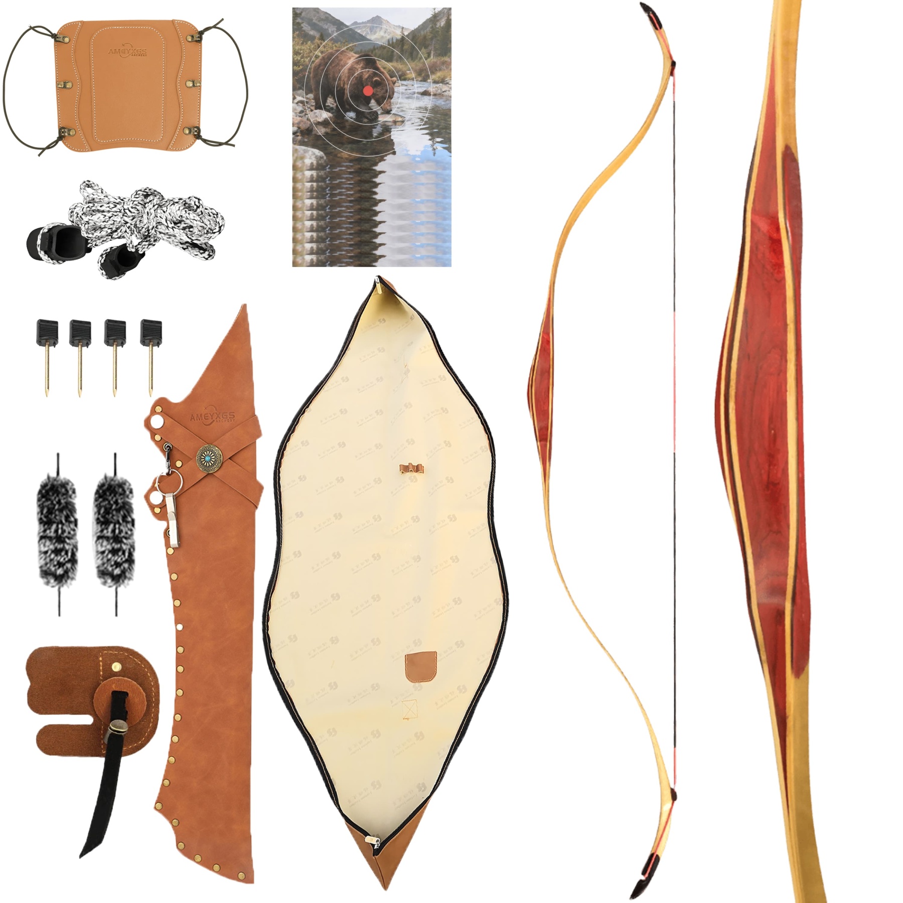 15-50lbs Traditional Bow Set Archery Hunting Longbow - LH & RH