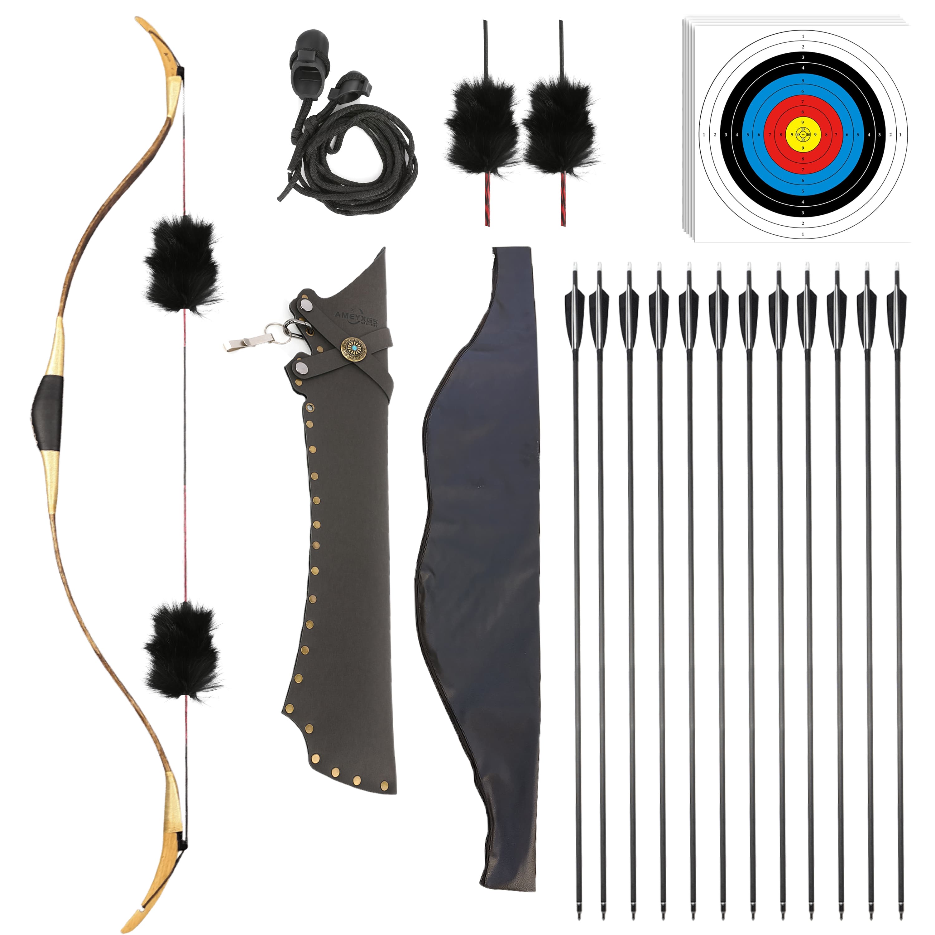 Archery Traditional Turkish Recurve Bow Set 20-40lb Horsebow Hunting