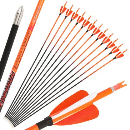 AME ARCHERY Heart-Shaped Nature Feather Pure Carbon Orange Arrows(12pcs)