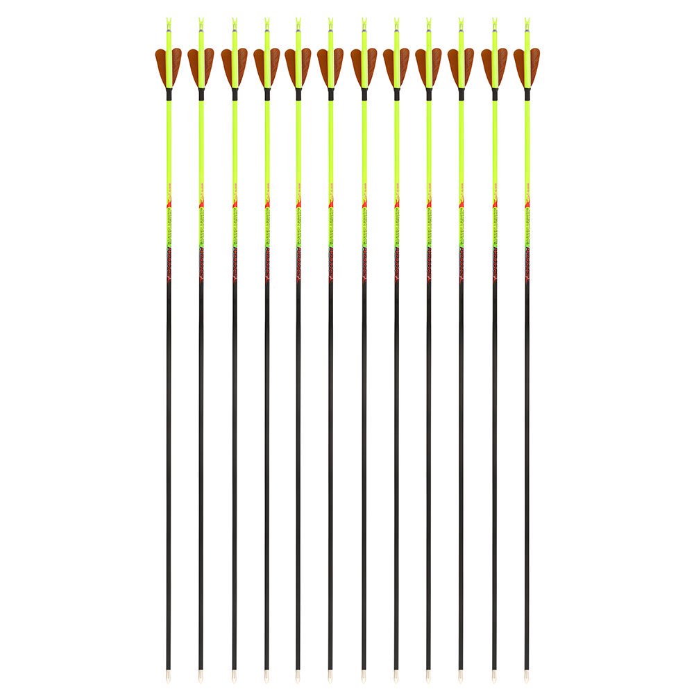 AME ARCHERY Heart-Shaped Nature Feather Pure Carbon Yellow Arrows(12pcs)