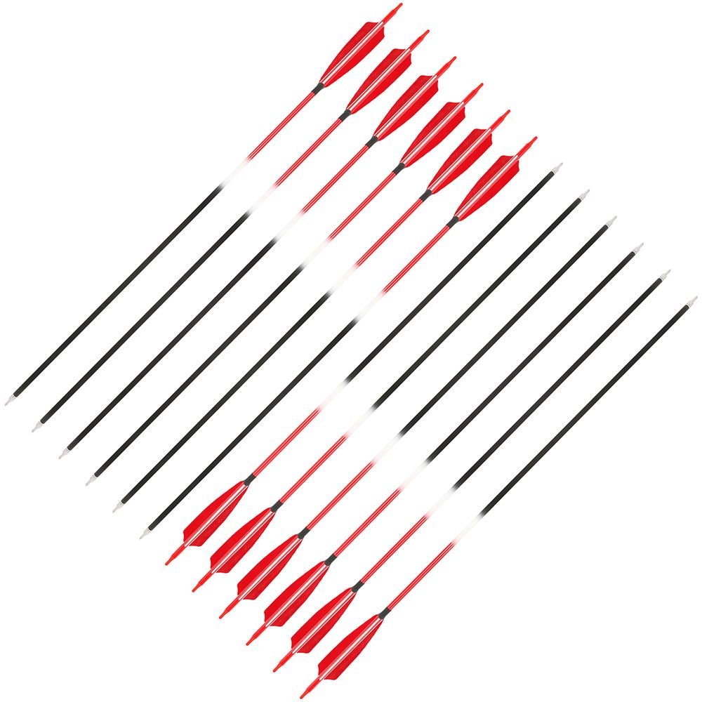 AME ARCHERY Red Mixed Carbon Arrows – Spine 500 (6/12pcs)