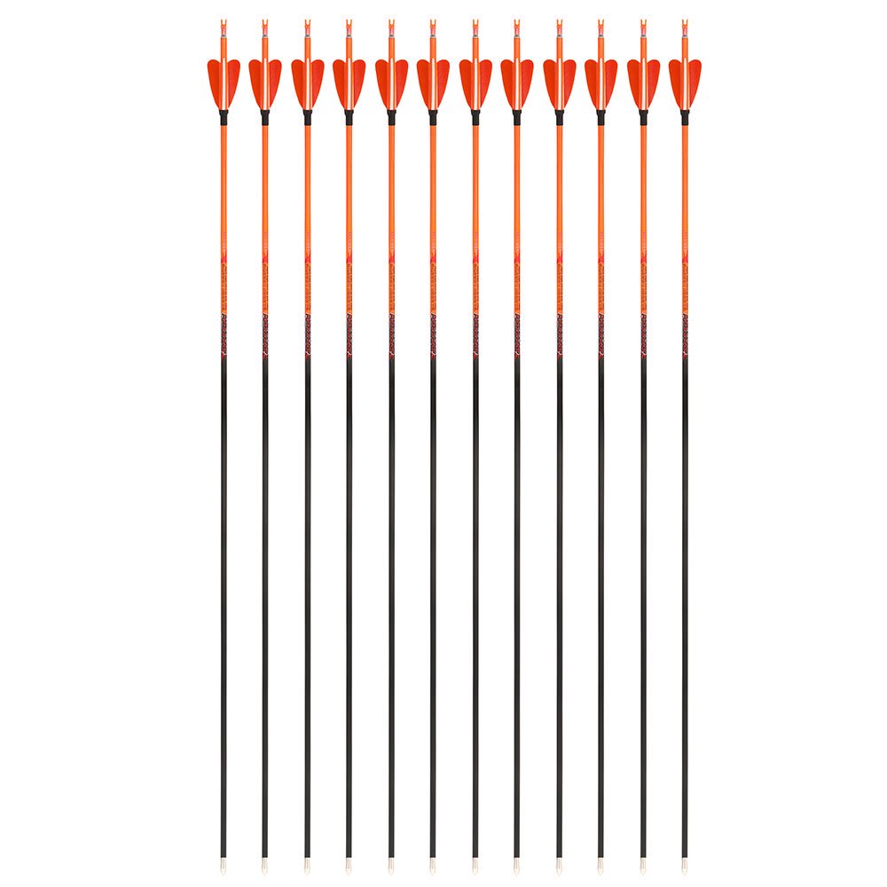 AME ARCHERY Heart-Shaped Nature Feather Pure Carbon Orange Arrows(12pcs)