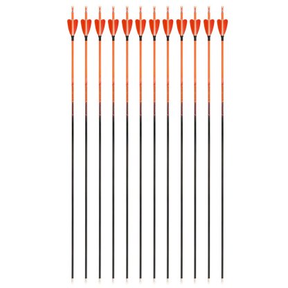 AME ARCHERY Heart-Shaped Nature Feather Pure Carbon Orange Arrows(12pcs)
