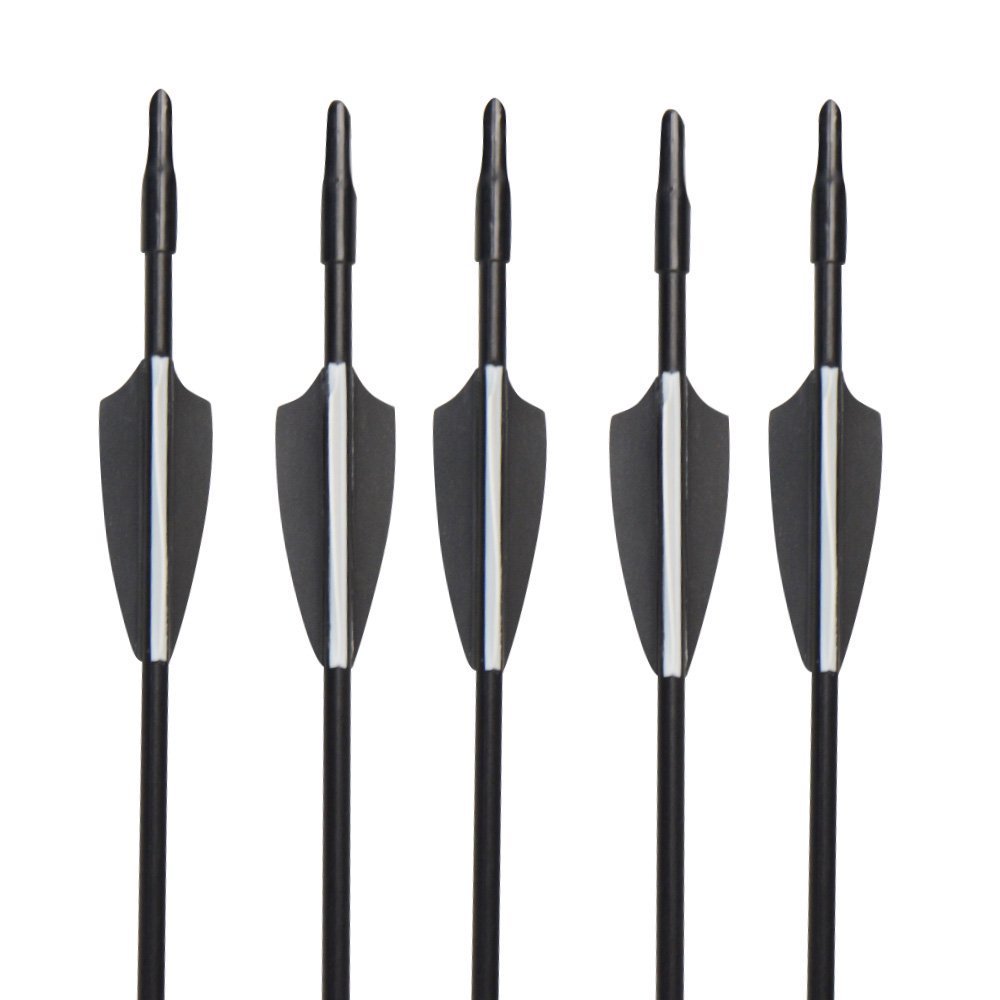 Clearance Sale Black & White Vanes Fiberglass Arrows with Fixed Field Tips