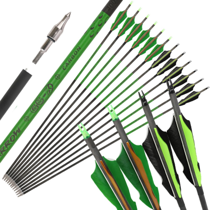 12pcs 30" Pure Carbon Arrows Natural Feather Fletching 300-800 Spine