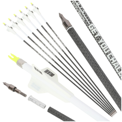 12pcs 32" Pure Carbon Arrows 2.5" Rubber Vanes 250-400 Spine