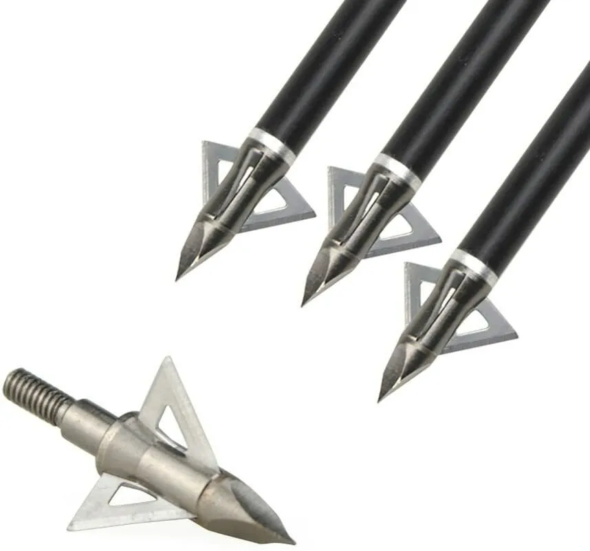 US 100Gr Stainless Steel Screw-in Broadhead Arrowhead Tip Hunting Target