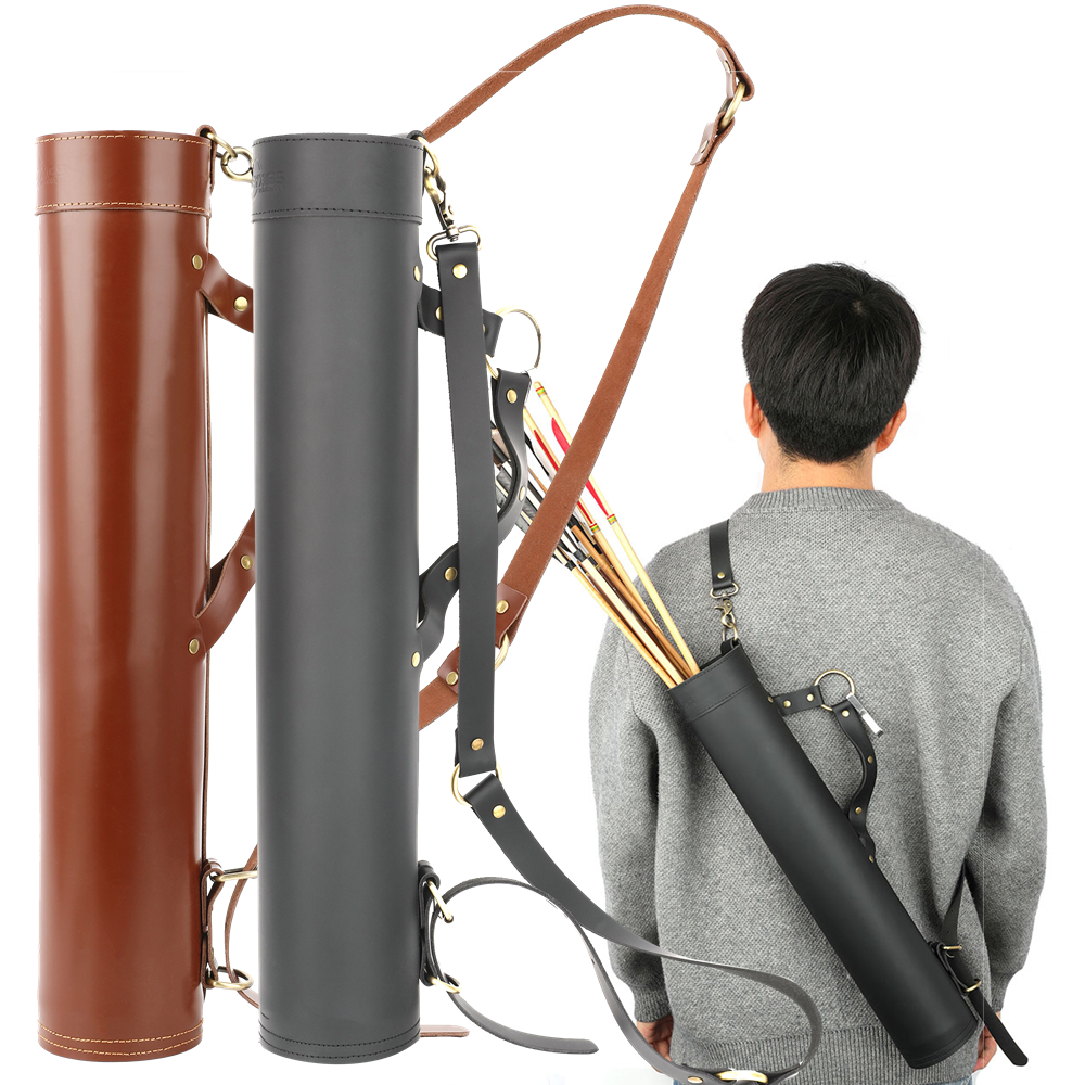AME ARCHERY Genuine Leather Arrow Quiver – Brown/Black