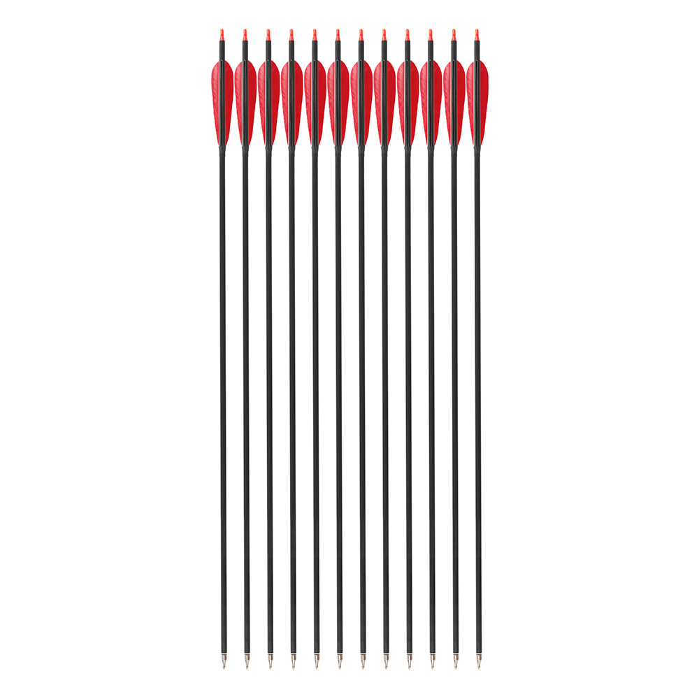 AME Archery 33inch 500-Spine Hybrid Carbon Arrows for Long Bow Hunting(12pcs)