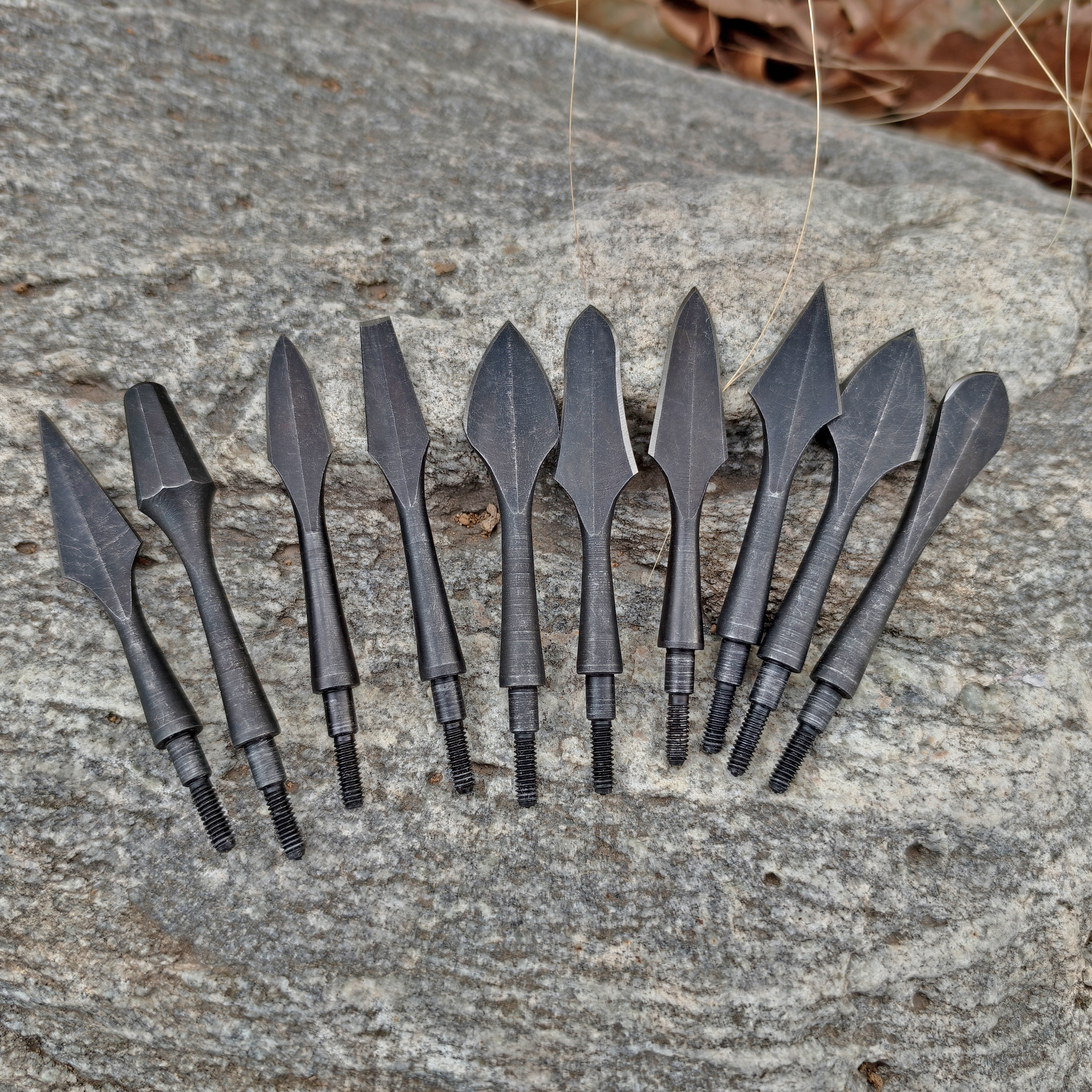 Black Steel Screw-In Points, 6pcs Set, High-Performance Archery Tips for Bow Hunting