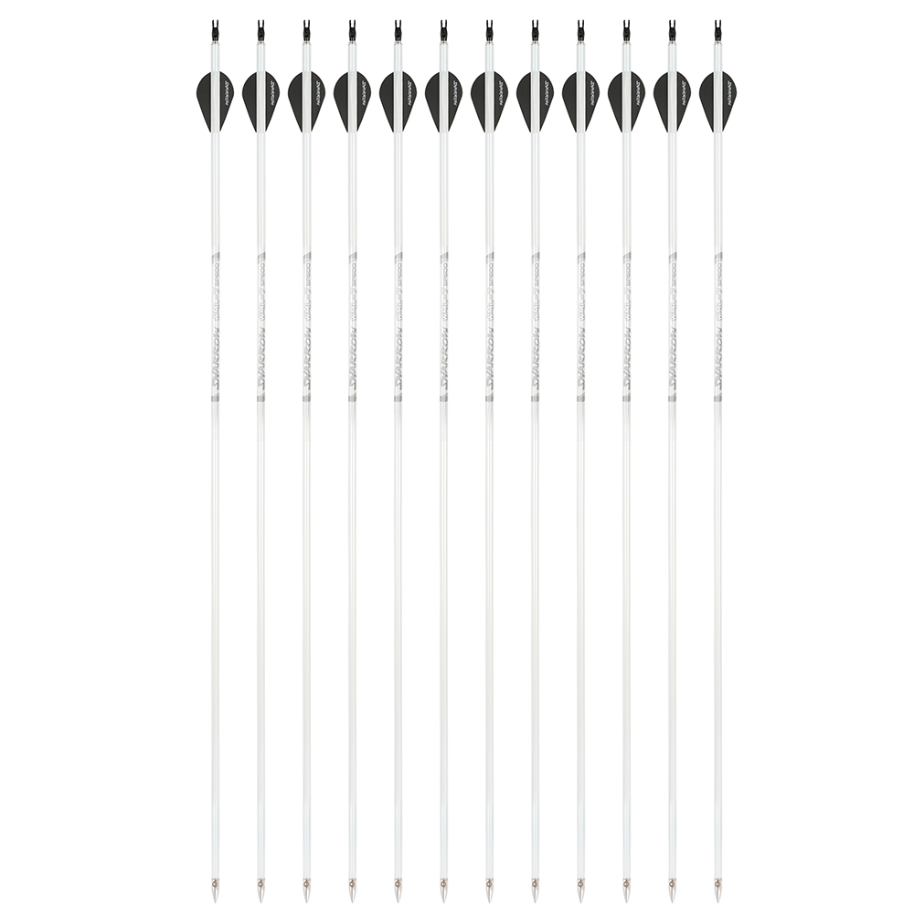 AME ARCHERY WML2 600 Spine 2-Inch 2 Black 1 White Drop Vane Carbon Arrows (12pcs)