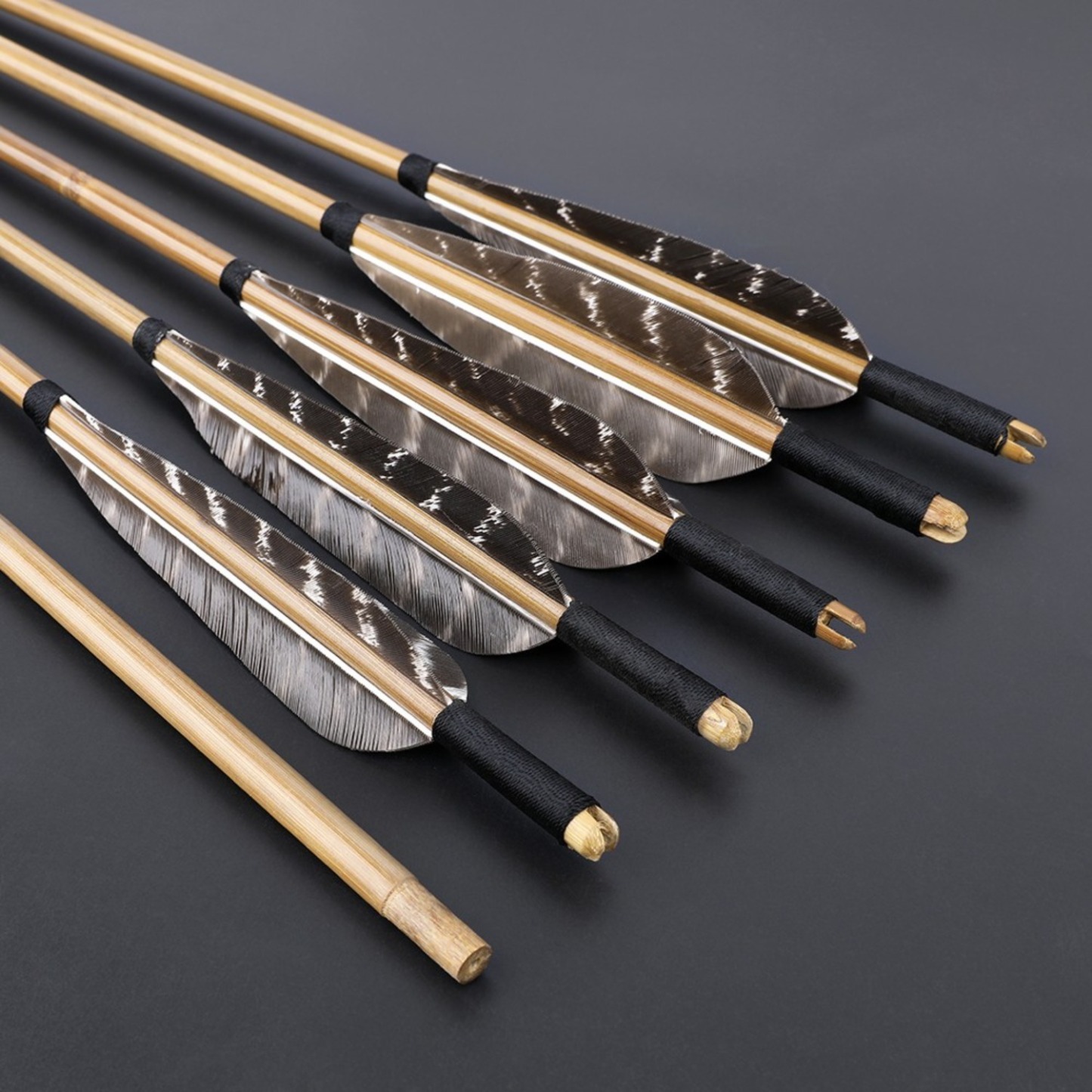 12pcs Handcrafted Bamboo Arrows 5" Feather Longbow Recurve Bow