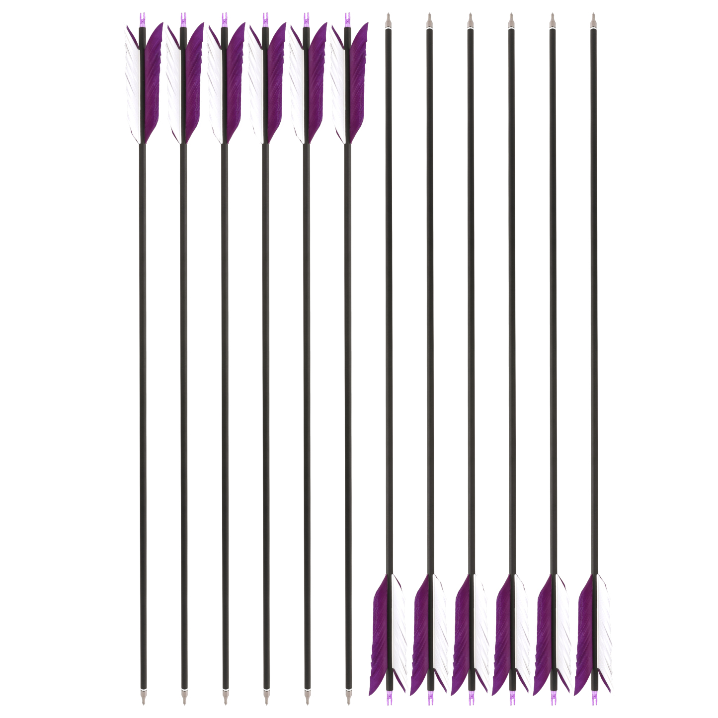 Arrows 31.5" with 4" Feathers, 500 Spine, Carbon Shaft – 100 Grain Field Points