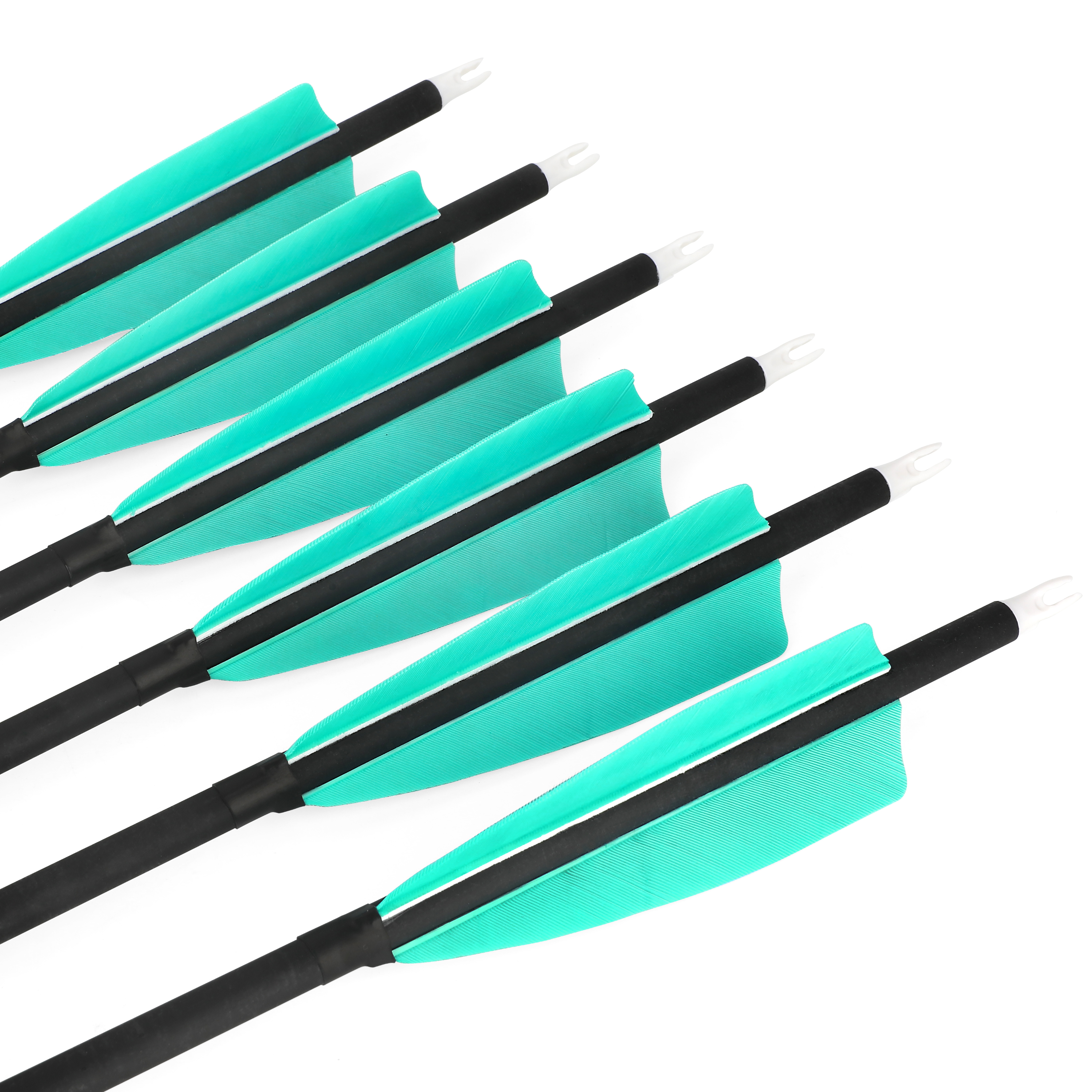 500 Spine 4" Shield Feather Mixed Carbon Arrows, Water Blue, 100 Grain, 12 pcs