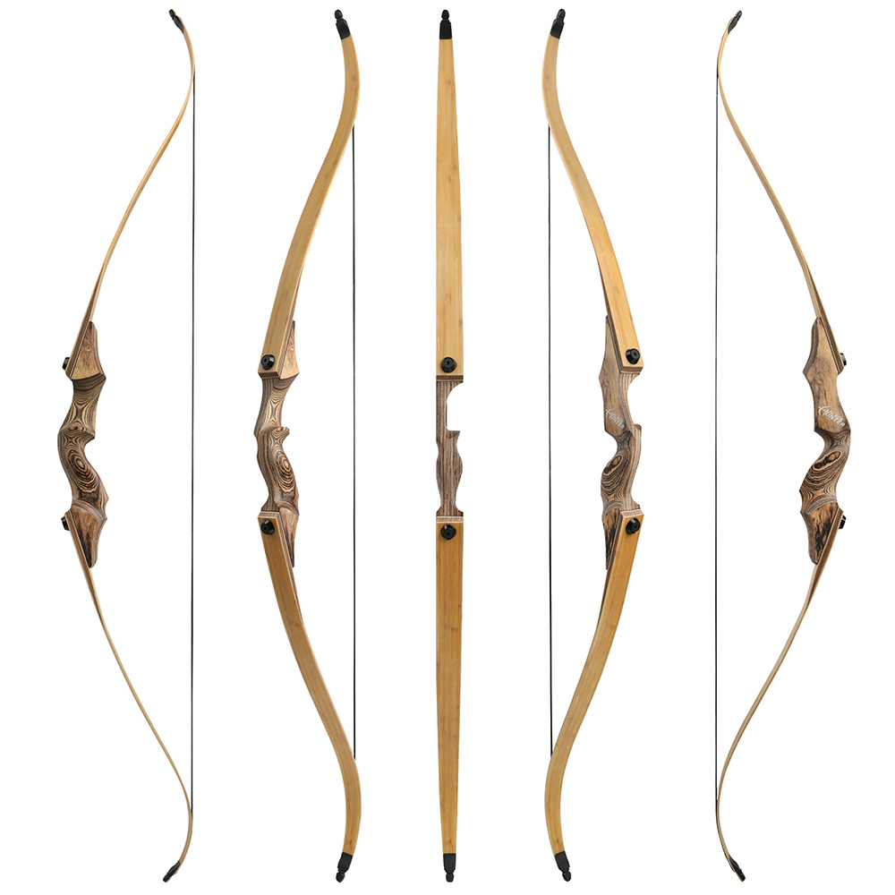BLACK HUNTER Takedown Recurve Bow – 60", 20–60lbs, Transparent Fiberglass Bamboo Core, Techwood Riser
