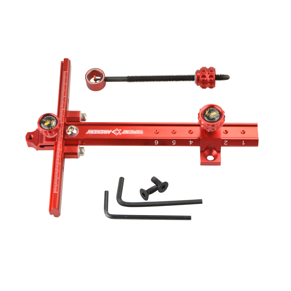 TOPOINT ARCHERY TR1007 Recurve Sight – Aluminum Alloy with 0.059” Fiber Red