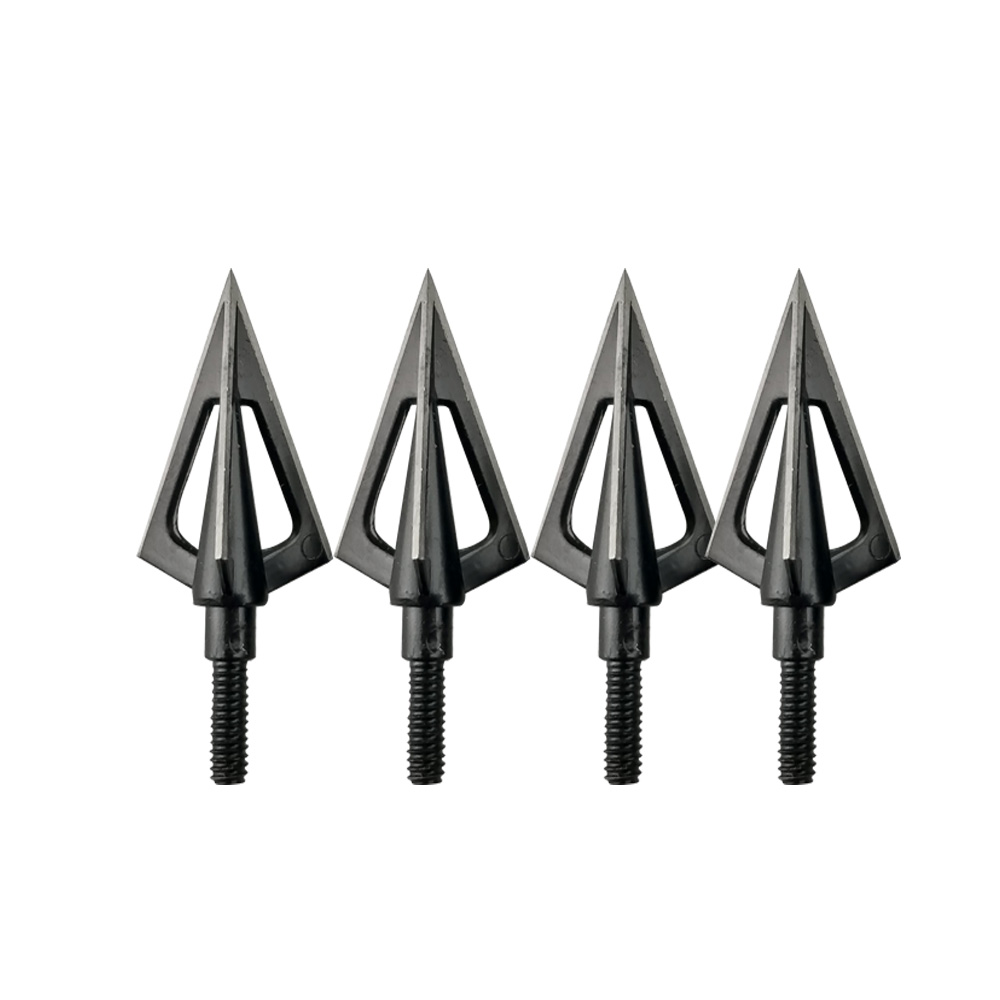 6 pcs Archery Hunting Arrowheads, 100 Grain, Stainless Steel, 3-Blade Design