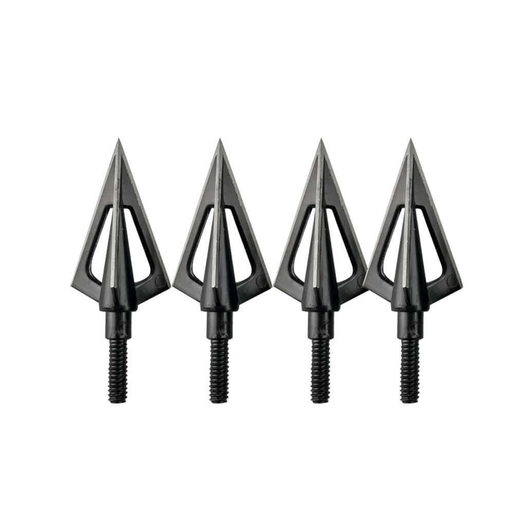 6 pcs Archery Hunting Arrowheads, 100 Grain, Stainless Steel, 3-Blade Design