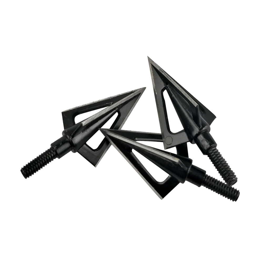 6 pcs Archery Hunting Arrowheads, 100 Grain, Stainless Steel, 3-Blade Design