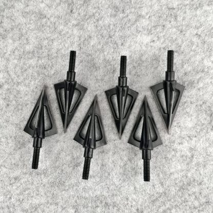 6 pcs Archery Hunting Arrowheads, 100 Grain, Stainless Steel, 3-Blade Design