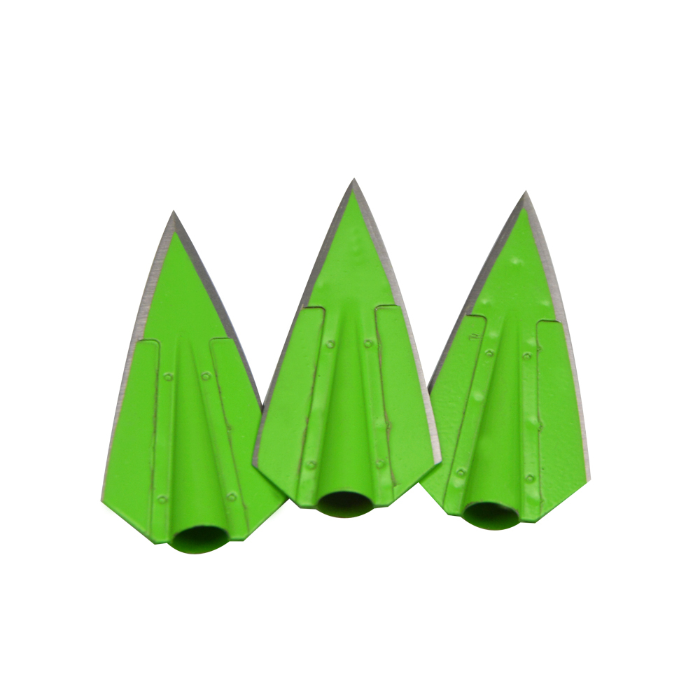 AME ARCHERY Green Broadheads for 8mm Arrows – Alloy Steel Blades 6pcs