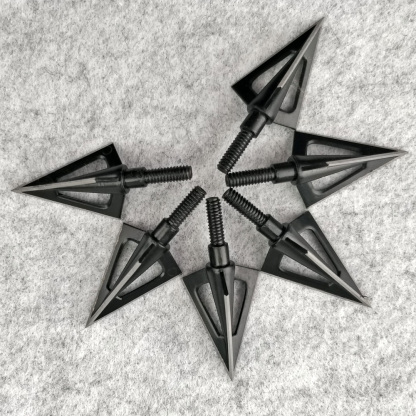 6 pcs Archery Hunting Arrowheads, 100 Grain, Stainless Steel, 3-Blade Design