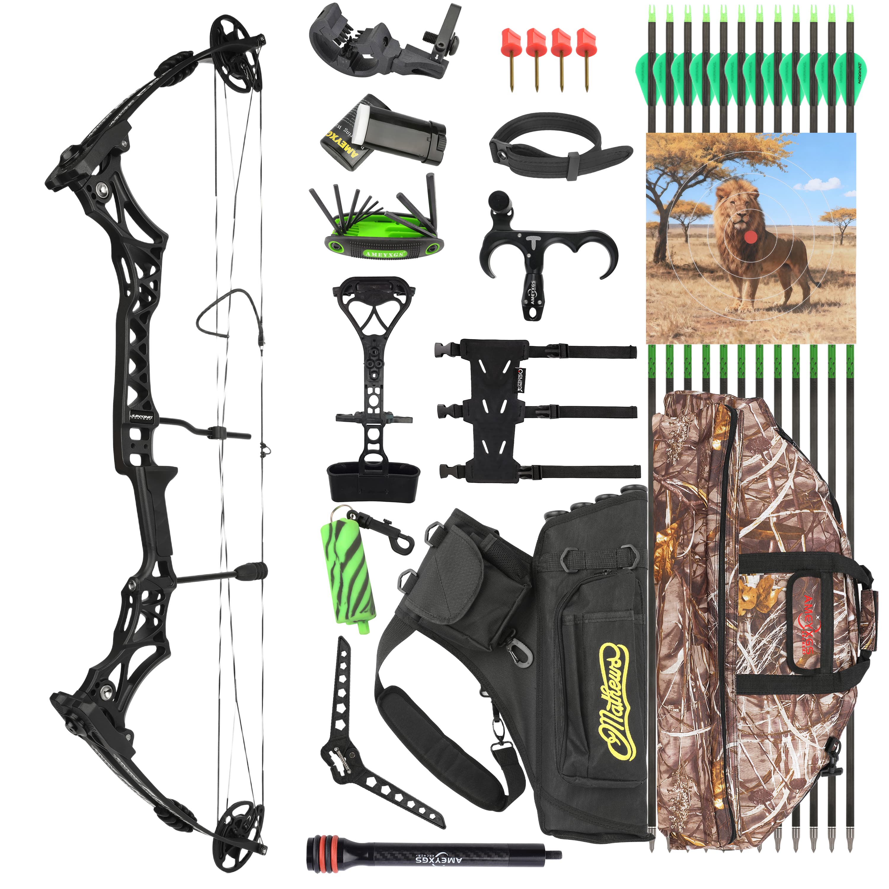 Compound Bow with Release Aid Dampener Bag Arm Guard Multi-color