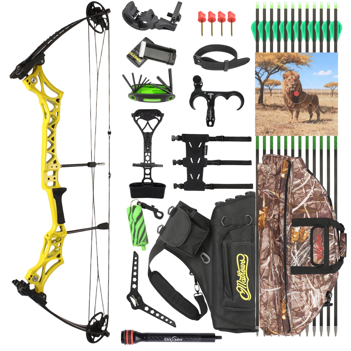 Compound Bow with Release Aid Dampener Bag Arm Guard Multi-color