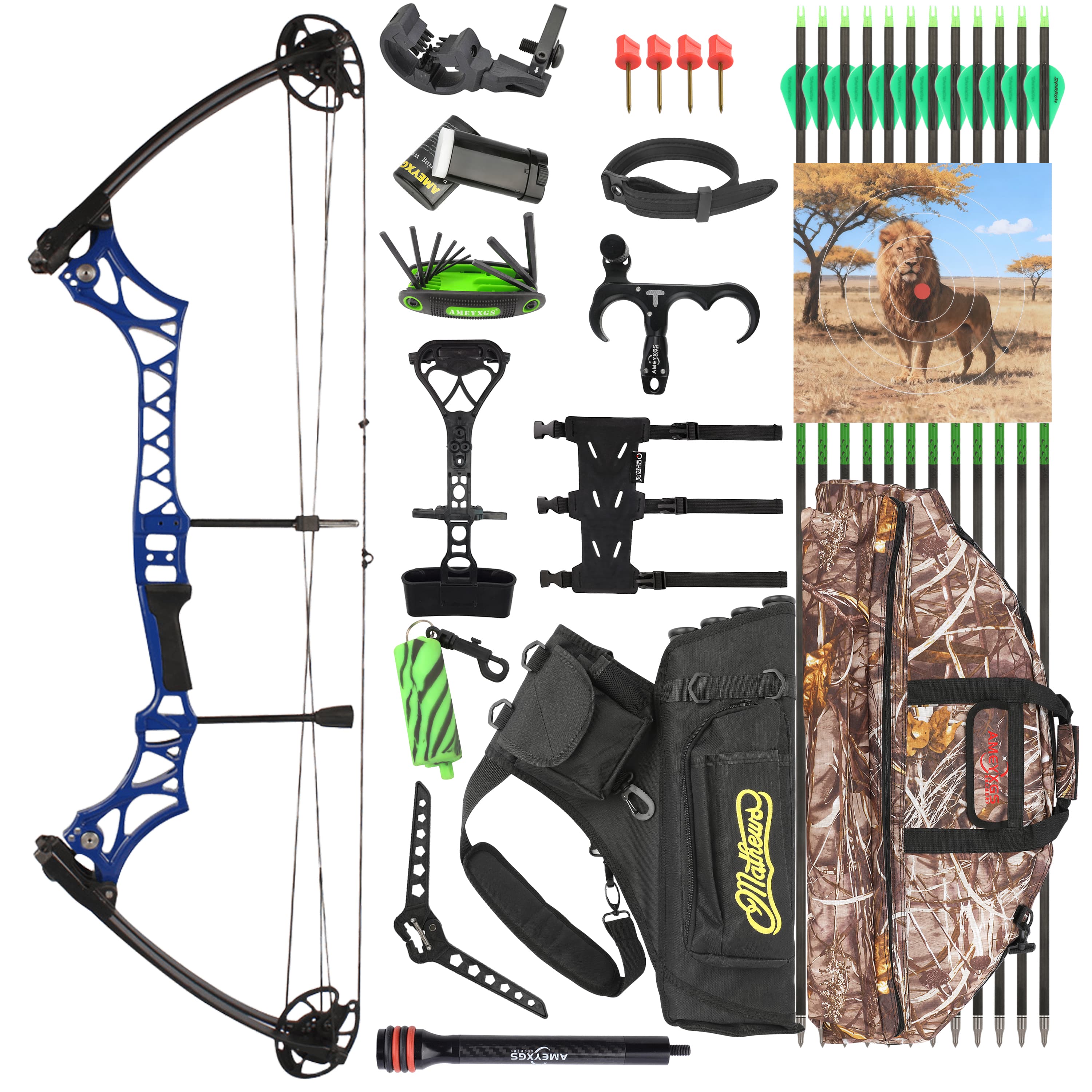 Compound Bow with Release Aid Dampener Bag Arm Guard Multi-color