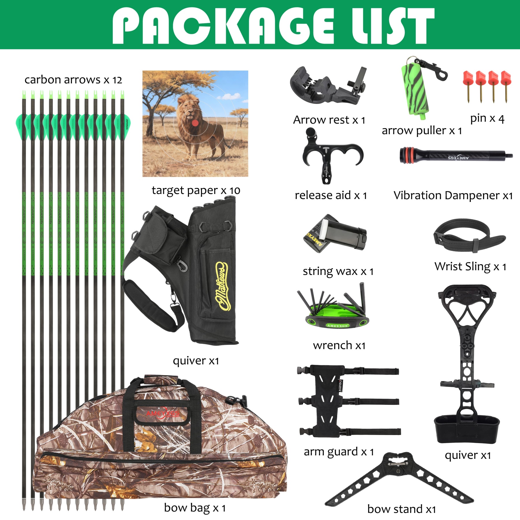 Compound Bow with Release Aid Dampener Bag Arm Guard Multi-color