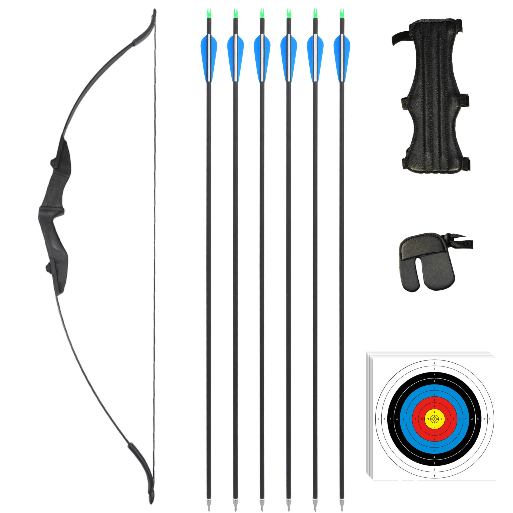 57" Ambidextrous Recurve Bow, 30/40 lbs, Dual Arrow Rest, Right/Left Hand Universal