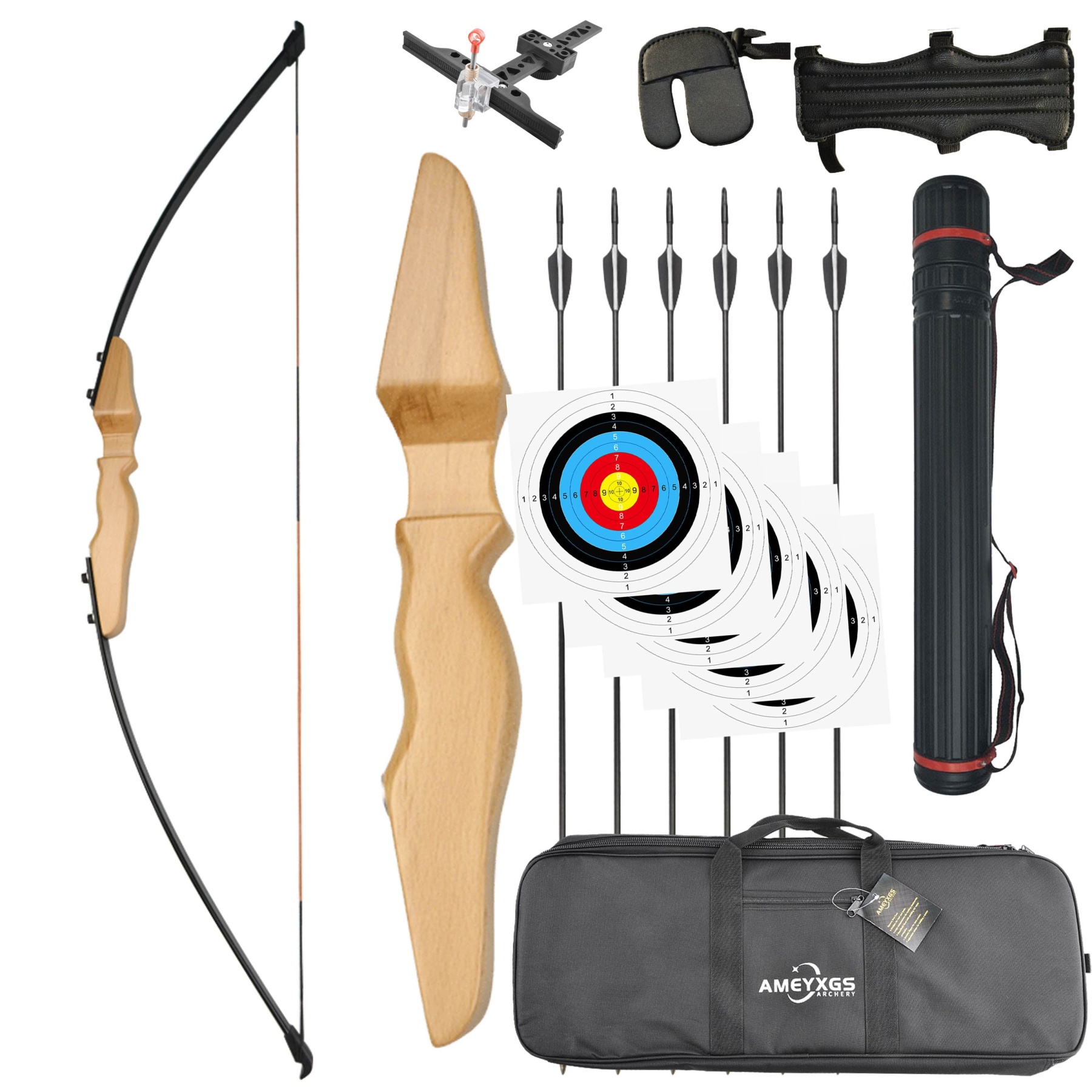 30/40lbs Straight Bow Takedown Archery Target Hunt Beginners