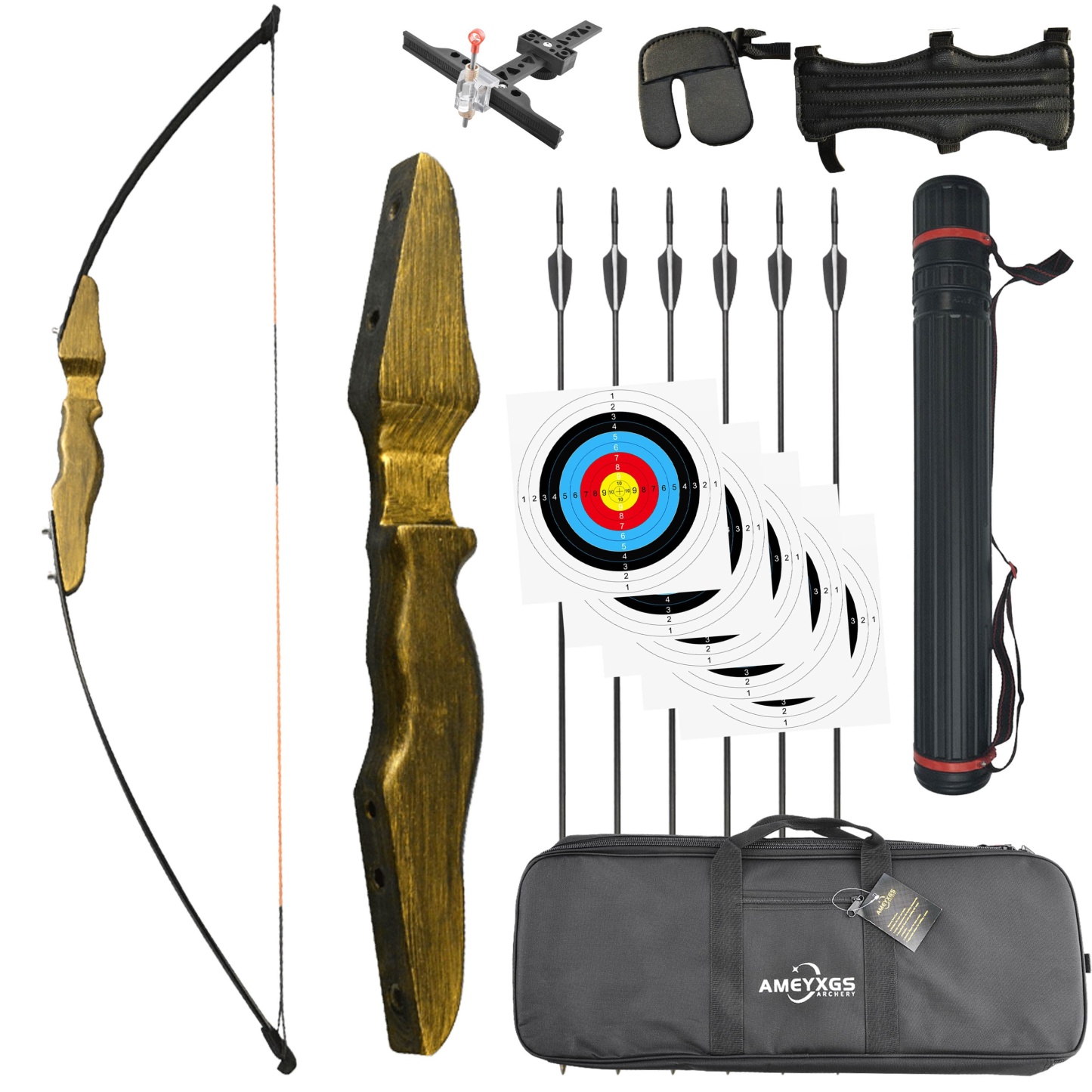 30/40lbs Straight Bow Takedown Archery Target Hunt Beginners