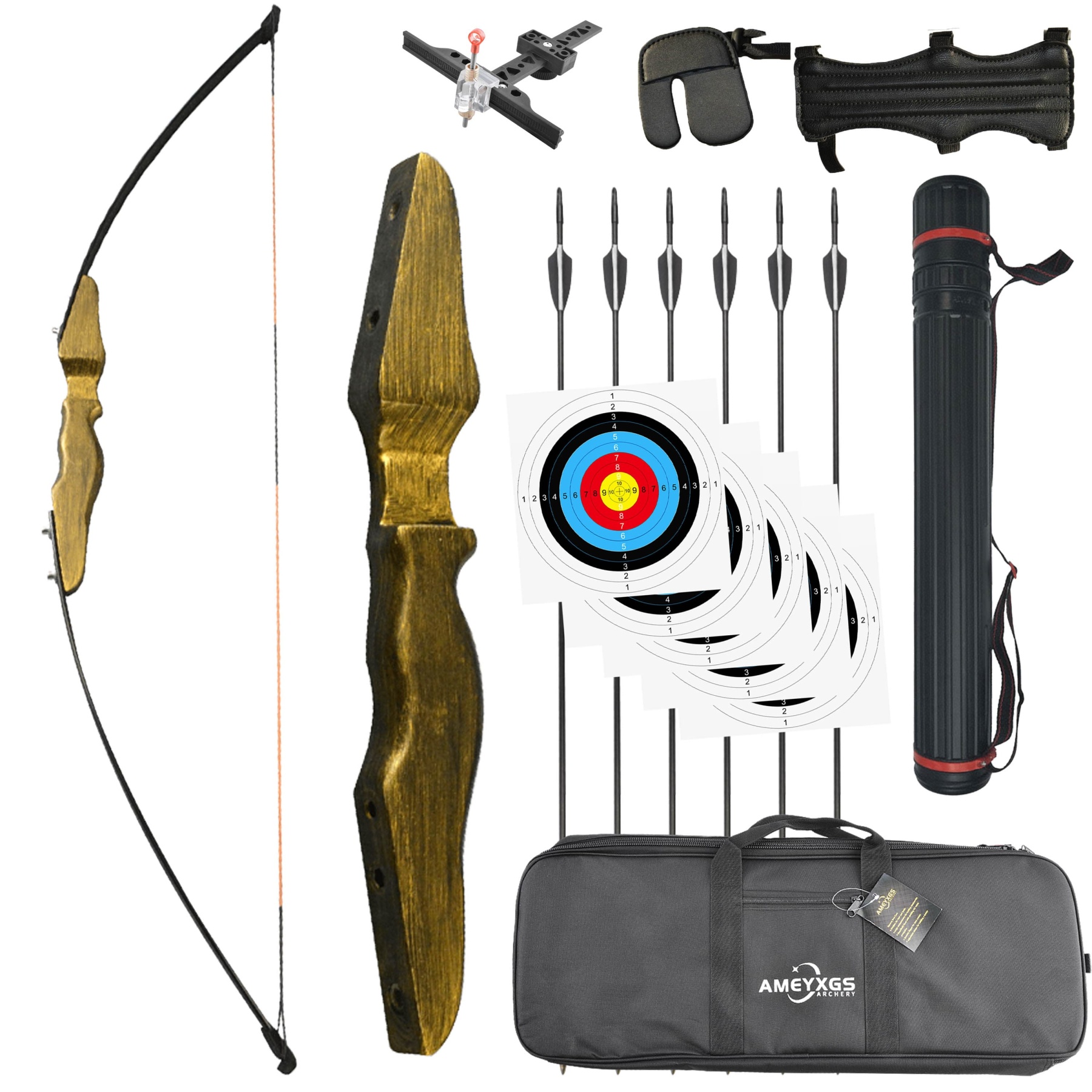 30/40lbs Straight Bow Takedown Archery Target Hunt Beginners