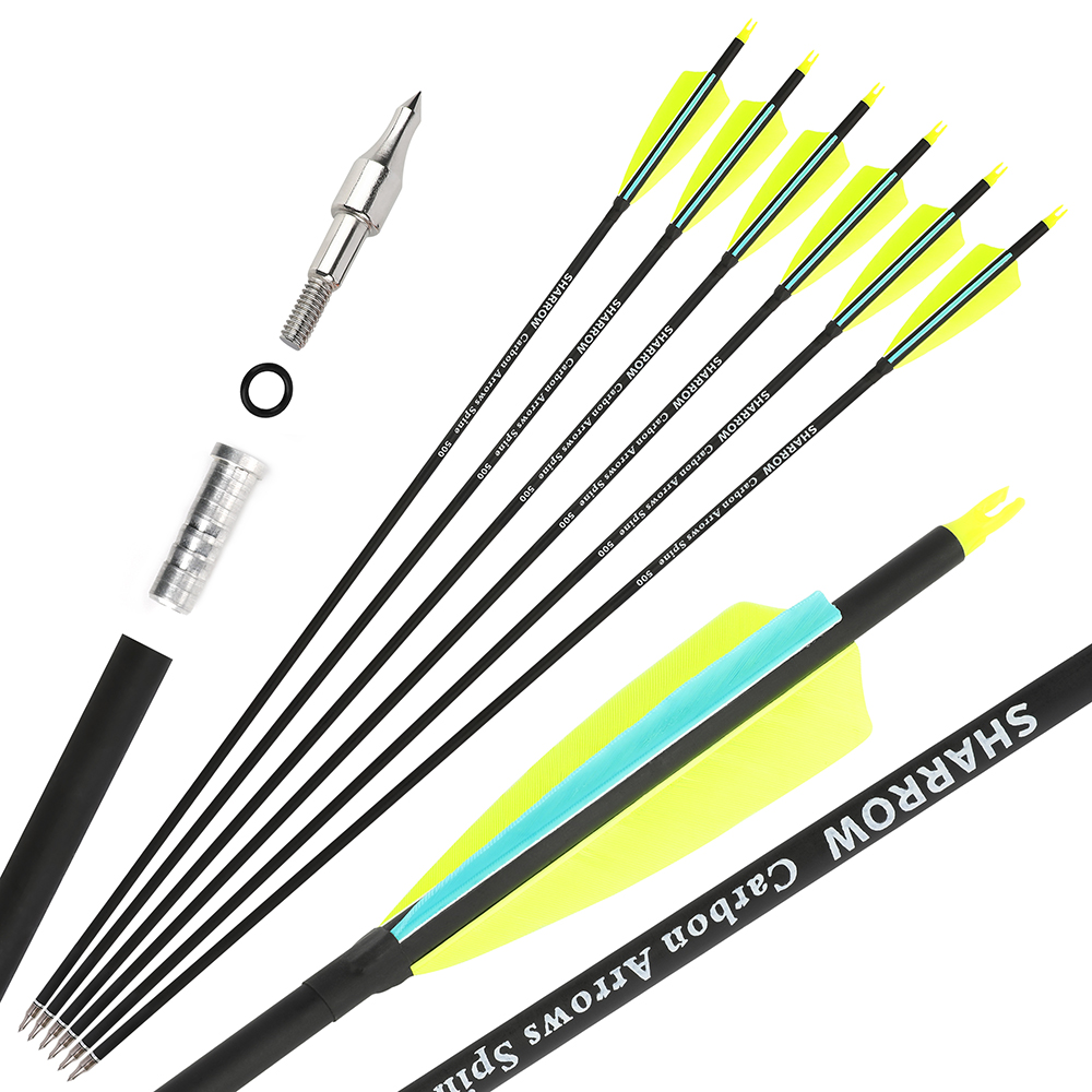 12X Carbon Arrows SP500 ID 6.2mm Arrow Shaft for Hunting 